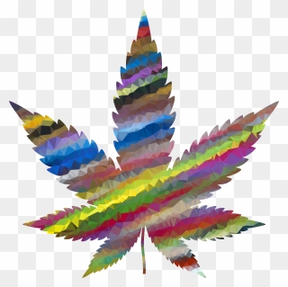 Low Poly Prismatic Marijuana Leaf - Marijuana Leaf Clipart