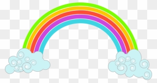 Clouds With Rainbow Image - Cute Rainbow Vector Png Clipart