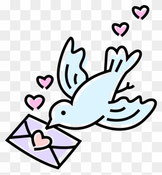 Vector Illustration Of Dove Bird Delivers Love Letter - Bird With Love Letter Clipart
