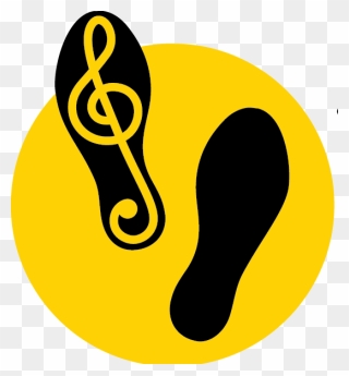 A Yellow Circle With Two Footprints Clipart