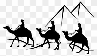 Horse Bactrian Camel Camel Train Clip Art - Camel In Desert Clipart Black And White - Png Download
