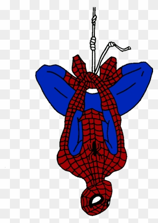 Spiderman Upside Down Clipart - Spiderman Hanging Upside Down - Png Download