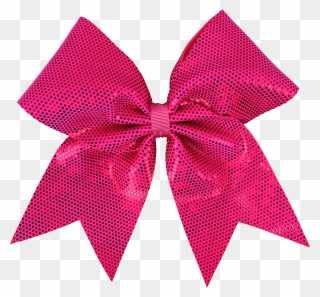 Fuchsia Pink Dotted Sparkle I Love Cheer® Hair Bow - Ribbon Clipart