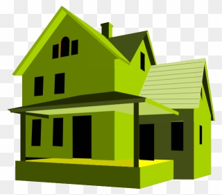 House 3d Art Green Color - Property Clipart - Png Download