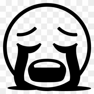 Loudly Crying Face Emoji Clipart - Black And White Crying Emoji - Png Download