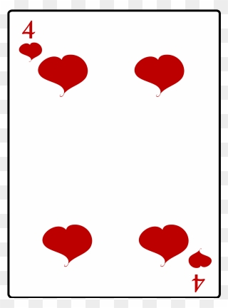 Four Of Hearts Playing Card Vector Illustration - Playing Cards Four Of Hearts Clipart