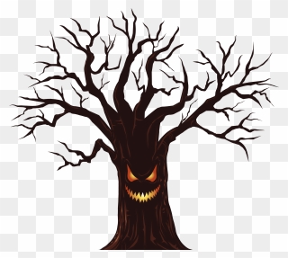 Halloween Card Wish Greeting Card - Spooky Tree Clipart - Png Download