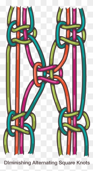 Alternating Square Knots For Macrame - Alternating Square Knot Macrame Step By Step Clipart