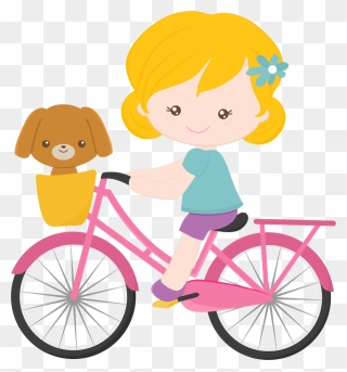 Pin By Hikari On - Cartoon Girl Bike Clipart - Png Download