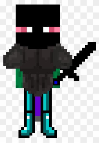 Enderman Drawing Minecraft Animation Transparent Png - Minecraft Diamond Sword And Armor Clipart