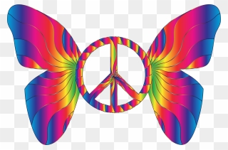 Peace Sign Clipart Groovy - Butterfly Peace Sign - Png Download