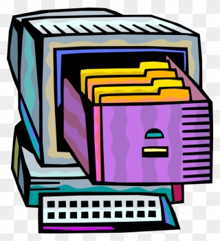Vector Illustration Of Computer Archive Files In Filing Clipart