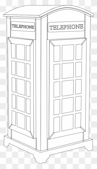 English Clipart Phone Booth - Cartoon Black And White London Telephone Box - Png Download