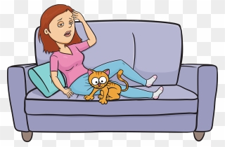 Cartoon Woman On Couch , Png Download - Cartoon Of Woman Lying On Couch Clipart