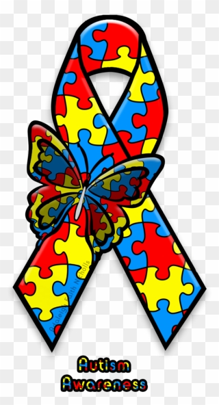 Autism Awareness Ribbon - Developmental Disability Awareness Ribbon Clipart