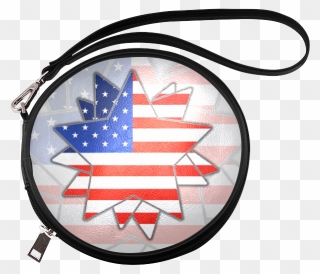 The Abstract Star With American Flag Round Makeup Bag - Toiletry Bag Clipart