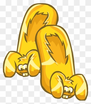 Gold Slippers Cliparts - White Bunny Slippers Club Penguin - Png Download