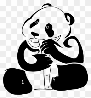 Transparent Eat Clipart - Panda Eating Bamboo Drawing - Png Download