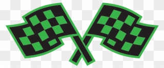 Racing Chequered Flag Green - Illustration Clipart