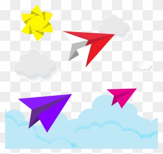 #ftestickers #clipart #paperairplanes #clouds #3deffect - Color Paper Airplane Clipart - Png Download