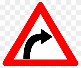 Warning Sign Traffic Sign Driving Road - Right Hand Curve Sign Clipart