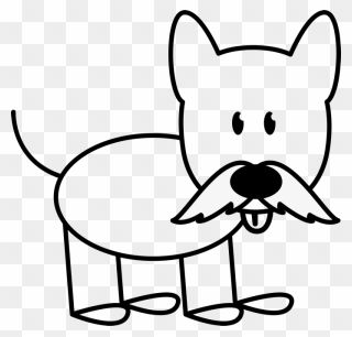 Dog With Mustache Outline Stamp Stick Figure Stamps - Stick Dog Clipart - Png Download