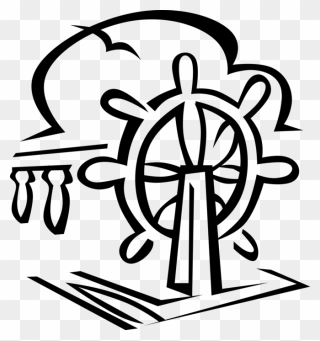 Vector Illustration Of Ship"s Helm Wheel Or Boat"s Clipart