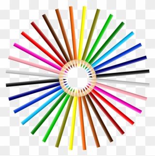 Crayons Stylos - Colored Pencils In A Circle Clipart