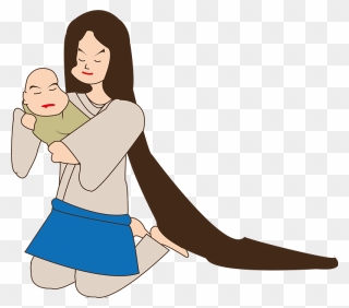 Japanese Mother With A Baby Clipart - Cartoon - Png Download