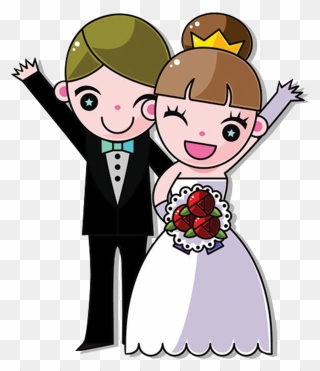 Bride Marriage Wedding Couple - Cartoon Groom And Bride Clipart