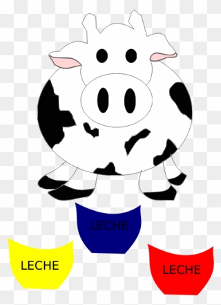 Vector Image Of Cow With Milk Bottles - Kartun Sapi Clipart