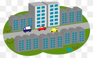 Buildings Cars Clipart - House - Png Download