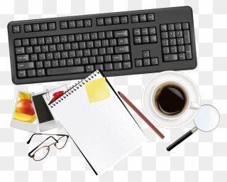 Vector Computer Office Top Euclidean Paper Keyboard - Laptop Top View Png Clipart