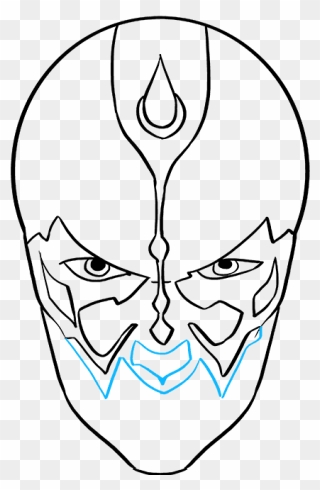 How To Draw Darth Maul From Star Wars - Darth Maul Face Line Drawing Clipart