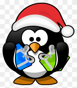Santa Penguin Clipart - Png Download