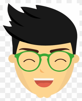 Male Cartoon Face With Glasses Clipart