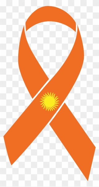 Orange With A Sun Skin Cancer Ribbon - Transparent Kidney Cancer Ribbon Clipart