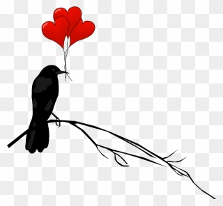 Raven With Balloons Clipart - Valentines Day And Raven - Png Download
