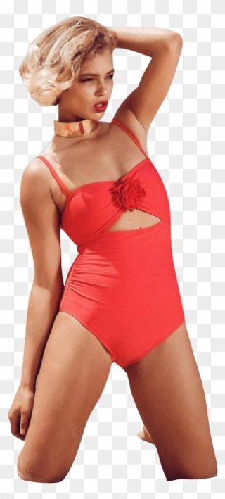 Beach Babe In Red Swim Suit - Bathing Suit Body Png Clipart