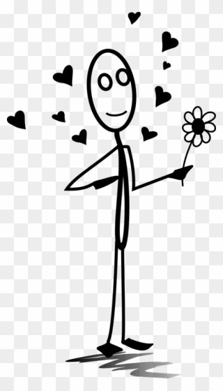 Emotion,human Behavior,silhouette - Stick Figure With Flowers Clipart