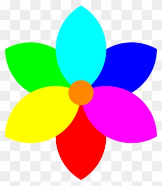 Flower,leaf,symmetry - Seven Petal Rainbow Flower Clipart