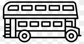 Double Decker Bus - Double Decker Bus Black And White Png Clipart