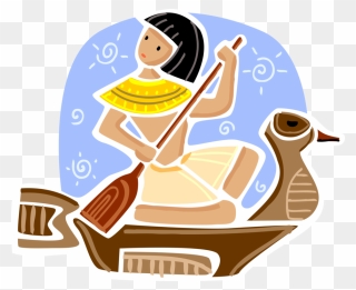 Boy Paddles Symbolic Vector - Clipart Egyptian People Png Transparent Png