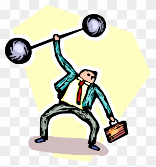 Vector Illustration Of Strongman Businessman Weightlifter - Illustration Clipart