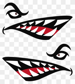Shark Teeth Vehicle Sticker - Kayak Stickers Clipart