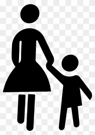 Child Female Holding Hands Kid Mom Mother - Mother With Child Icon Clipart