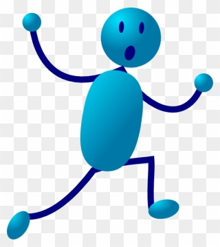 Scared Man Running Clipart - Blue Stick Figure Png Transparent Png