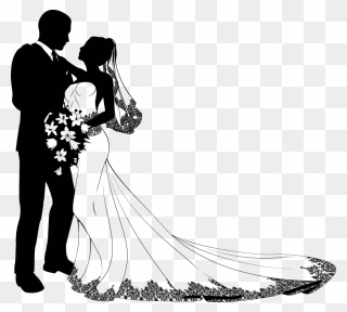 Bridegroom Wedding Marriage Drawing - Clipart Groom And Bride - Png Download
