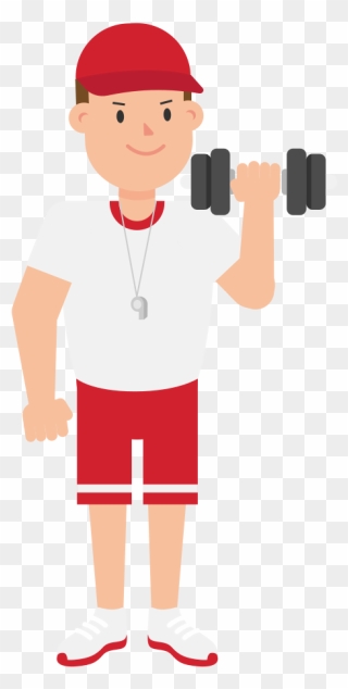 Transparent Dumbell Clipart - Soccer Coach Cartoon - Png Download