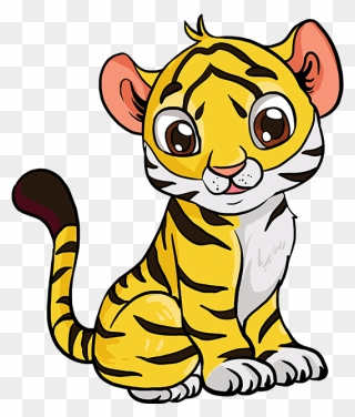 How To Draw Baby Tiger - Cartoon Tiger Drawing Easy Clipart
